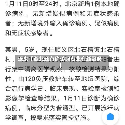 近来【湖北还有确诊吗湖北有新冠吗】