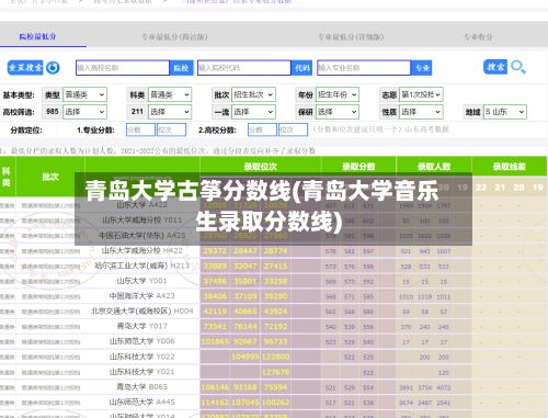 青岛大学古筝分数线(青岛大学音乐生录取分数线)